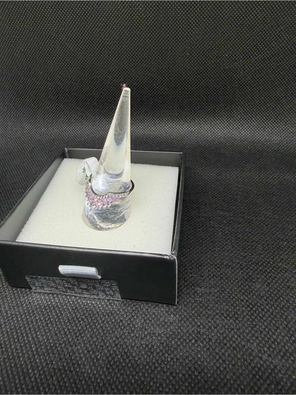 Pink Ice Crystal on Rhodium Ring - Picture 4 of 4